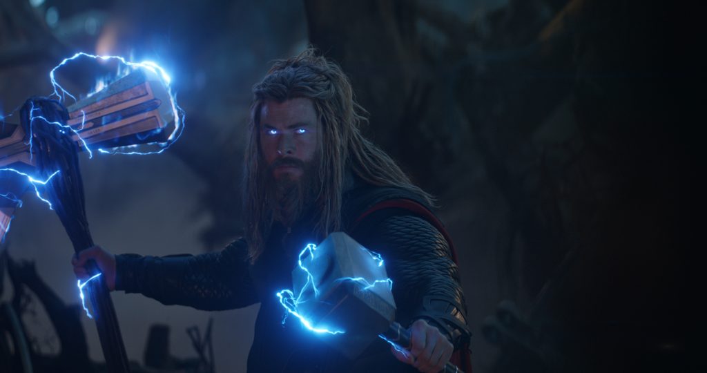 Thor Odinson in Avengers: Endgame getting ready for a fight with Thanos